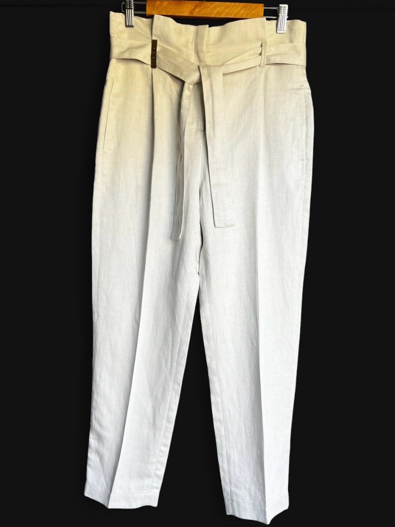Peserico Italy Linen Blend Paperbag Trousers Pants Eur 42 Us 12 / Large Luxury